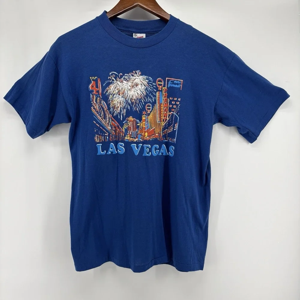 Vintage Fremont St Old Las Vegas Nevada XL Blue T-Shirt Sportswear Single Stitch